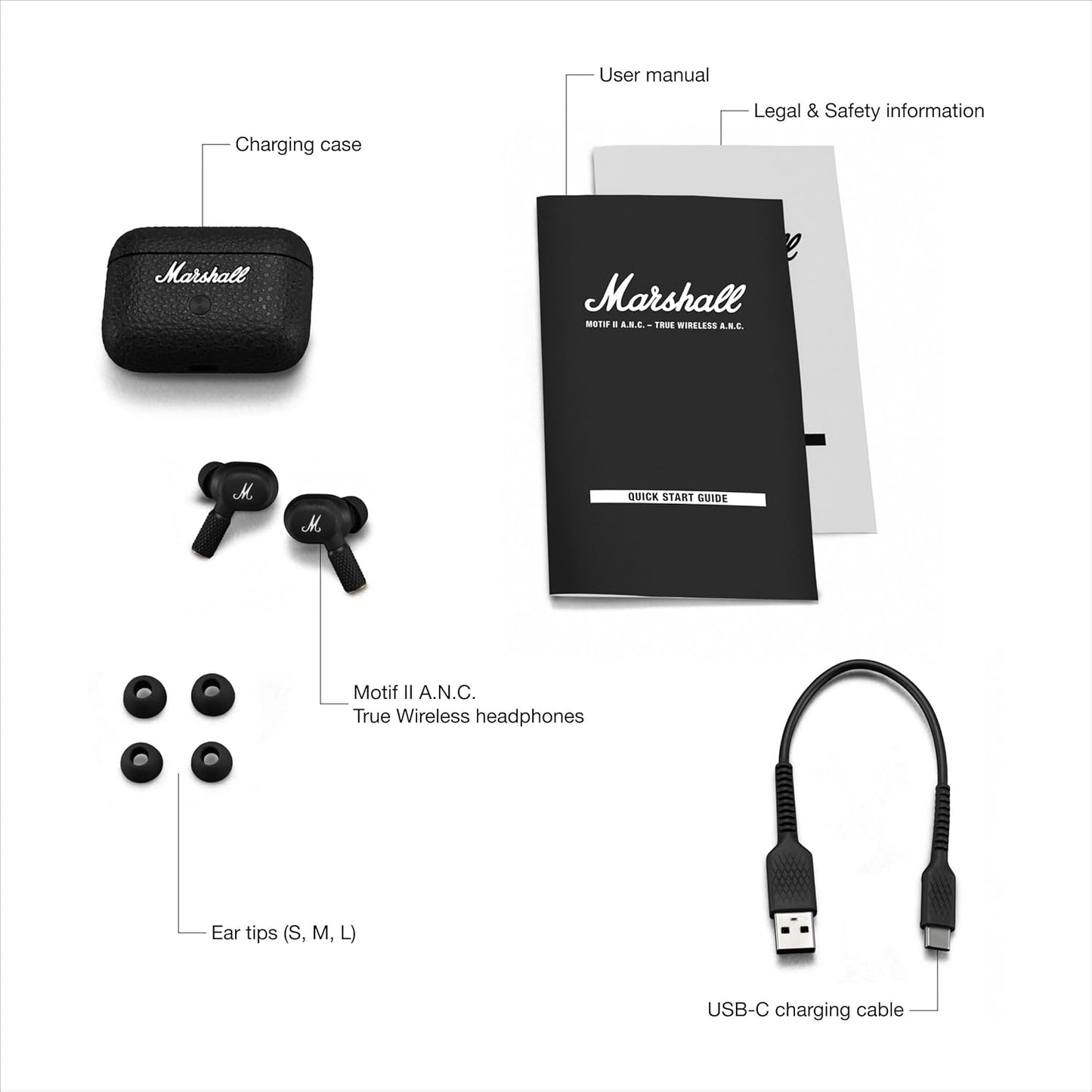 Marshall Motif II ANC - Auriculares Bluetooth con Cancelación Activa de Ruido