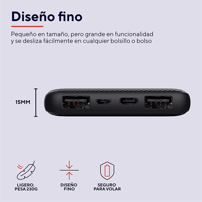 PowerBank Trust Primo Slim 5000mAh - Carga Rápida USB-C y Micro-USB