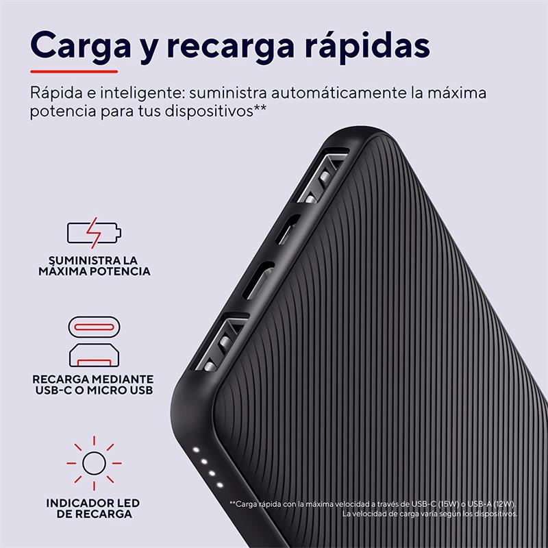 PowerBank Trust Primo Slim 5000mAh - Carga Rápida USB-C y Micro-USB