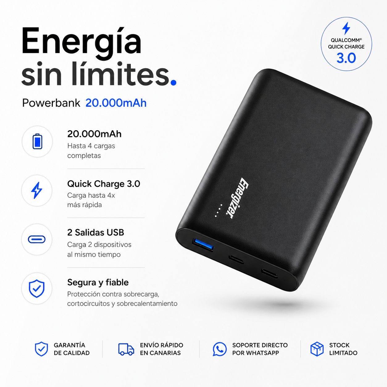 Powerbank Energizer 20000mAh 18W UE20006PQ
