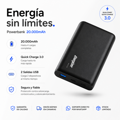Powerbank Energizer 20000mAh 18W UE20006PQ