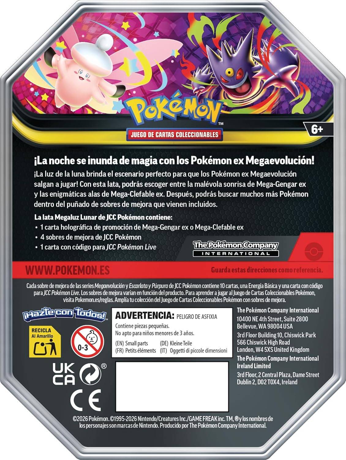 Pokémon TCG – Lata Megaluz Lunar | Mega-Gengar ex o Mega-Clefable ex