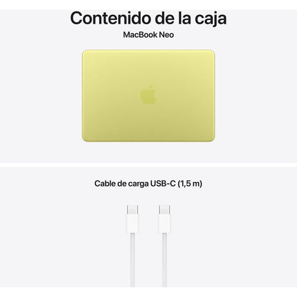 Apple MacBook Neo (2026), 13" Liquid Retina, Chip A18 Pro, CPU 6 núcleos + GPU 5 núcleos, 8GB RAM, 256GB SSD, Magic Keyboard, Cítrico, Sin AC