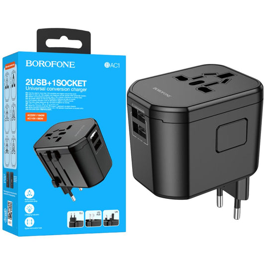 Borofone BAC1 Cargador Travel Dual Port Negro