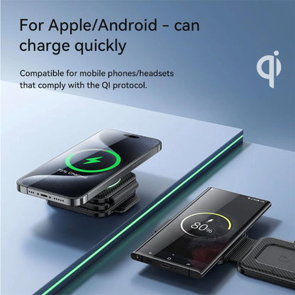 Cargador Inalámbrico Hoco CQ4 3 en 1 MagSafe 15W Plegable | Para iPhone, AirPods y Apple Watch