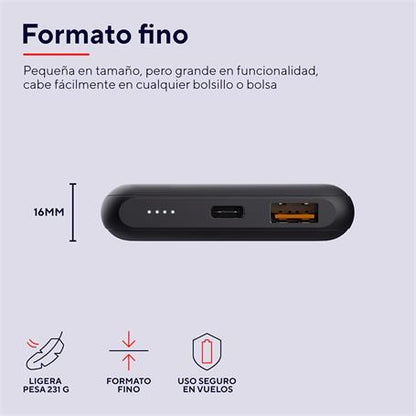 Power Bank Trust Redoh 10000mAh - Carga Rápida USB-C y USB-A