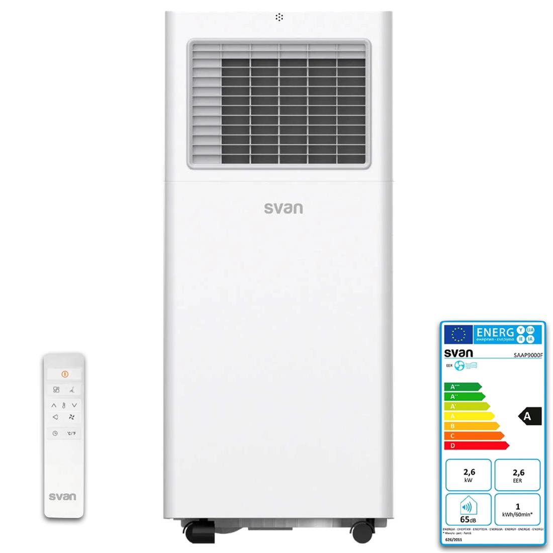 Aire Acondicionado Portátil Svan SAAP900F 9000BTU 2250fg con Mando y Display LED