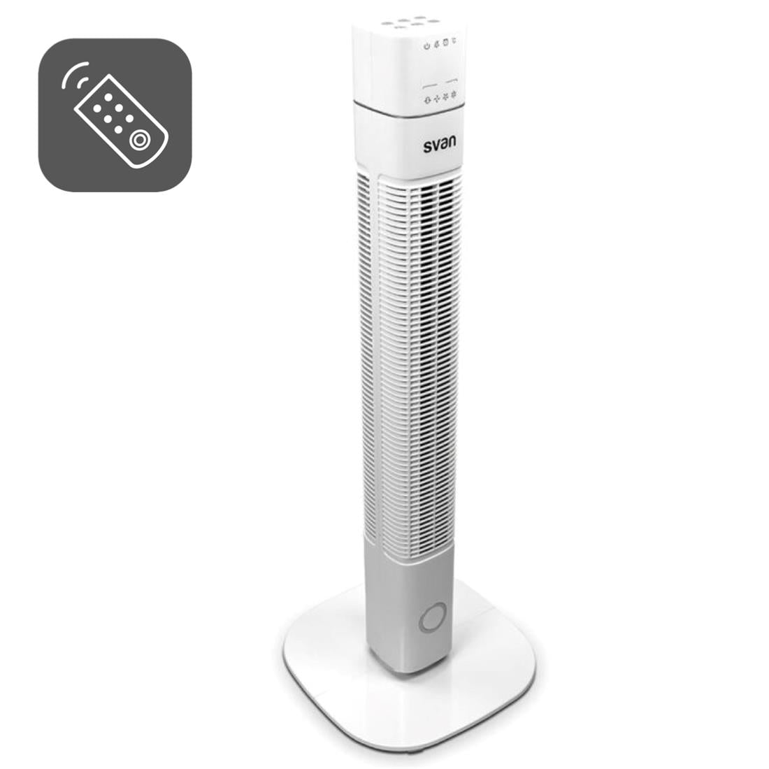 Ventilador Torre Svan 36” 60W con Mando, Display LED e Ionizador – Blanco