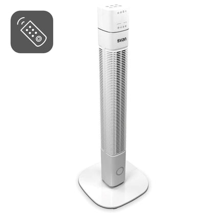 Ventilador Torre Svan 36” 60W con Mando, Display LED e Ionizador – Blanco