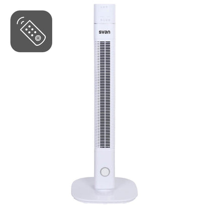 Ventilador Torre Svan 36” 60W con Mando, Display LED e Ionizador – Blanco