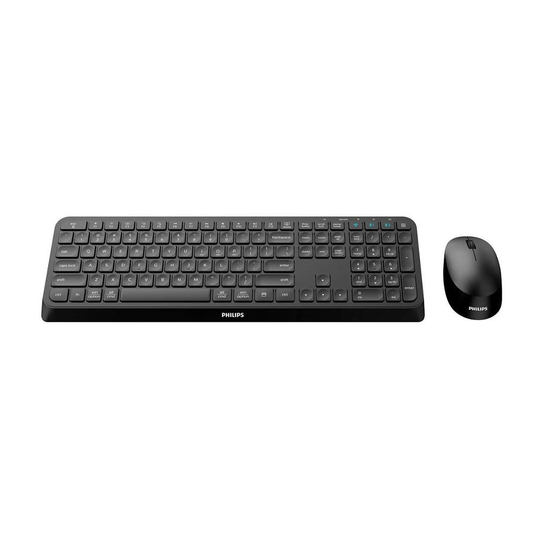 Philips SPT6407B Teclado y Ratón inalámbricos 2.4GHz + Bluetooth – Combo eficiente y sin cables