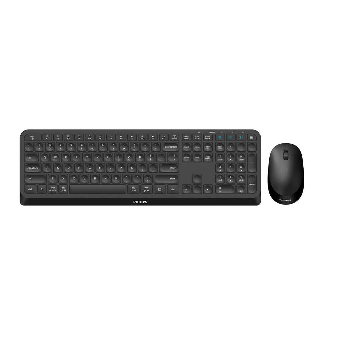 Philips SPT6407B Teclado y Ratón inalámbricos 2.4GHz + Bluetooth – Combo eficiente y sin cables