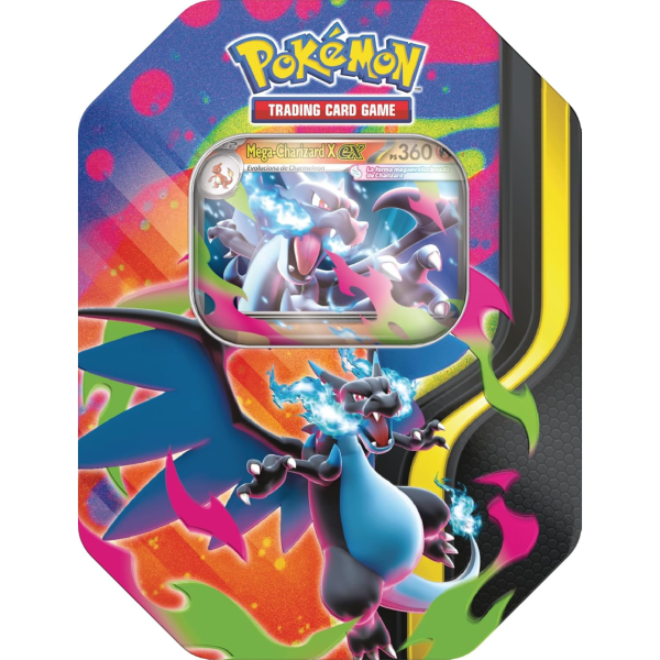 Pokémon TCG Lata Mega-Charizard ex, 4 sobres y carta promocional